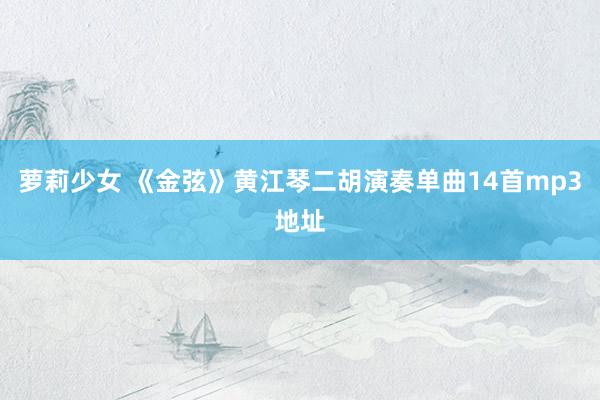 萝莉少女 《金弦》黄江琴二胡演奏单曲14首mp3地址