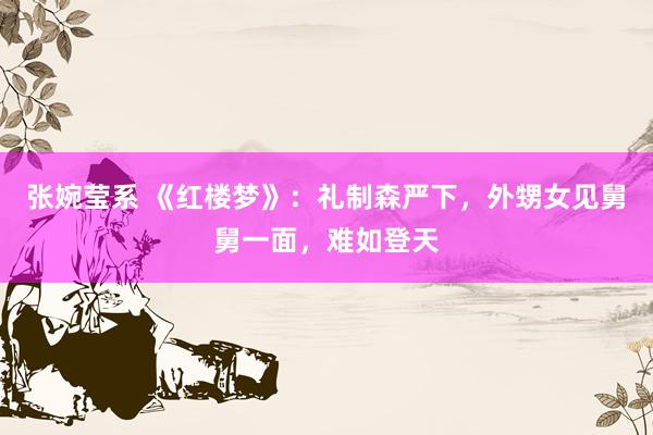 张婉莹系 《红楼梦》：礼制森严下，外甥女见舅舅一面，难如登天