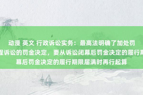 动漫 英文 行政诉讼实务：最高法明确了加处罚金的野心形势，历程诉讼的罚金决定，要从诉讼闭幕后罚金决定的履行期限届满时再行起算